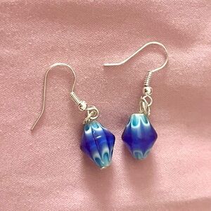 Blue Glass Drop Earrings - Women Jewelry